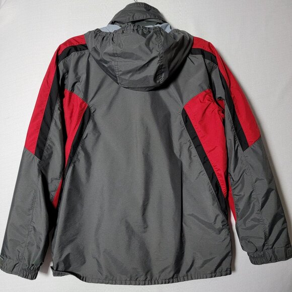 Columbia Interchange Boys Hooded Jacket Sz 18/20 4 Front Pockets Gray Red - Picture 4 of 14